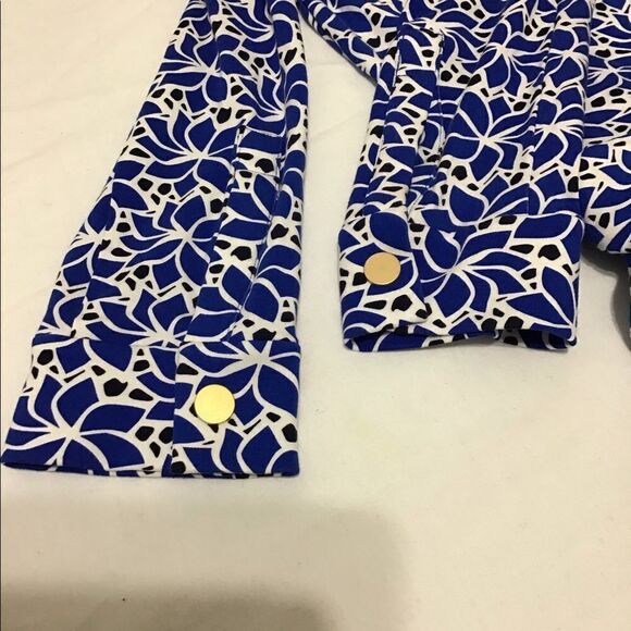 Diane Von Furnstenburg Blue And White Celeste 3/4 Sleeve Romper Size 0 - Picture 12 of 13